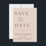 Desert Rose – Minimalist Wedding  Save the Date<br><div class="desc">This elegant, minimalist save-the-date card features refined serif typography and a clean modern layout. Designed with a soft neutral palette, this timeless wedding announcement is perfect for couples planning a romantic, modern, or minimalist wedding. The understated design allows your names and wedding date to take center stage while maintaining a...</div>