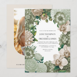 Desert Sage, Aloe Mist & Sandstone Beige Wedding Einladung