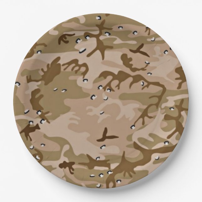 Desert Sand Camouflage Papierplatte Pappteller (Vorderseite)