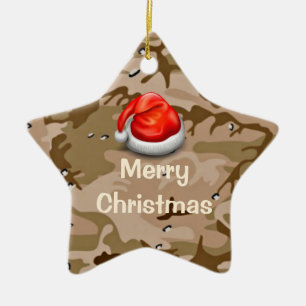 Desert Sand Camouflage Star Frohe Weihnachtsfeier Keramikornament
