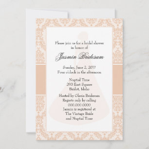Desert Sand Damask Brautparty Einladung