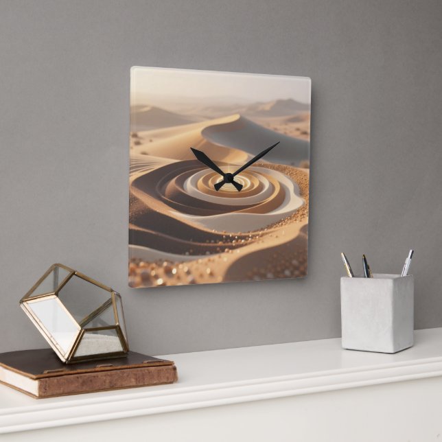 Desert Sands Wall Clock Quadratische Wanduhr (Büro)