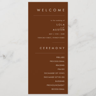 Désert simple Dark Cinnamon Wedding Programme