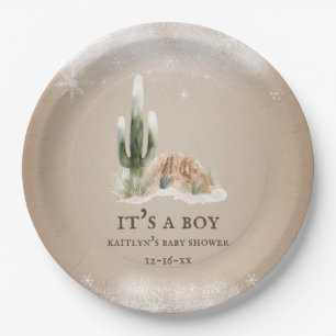 Desert Snow Cactus Baby Shower Pappteller