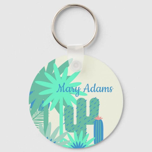 Desert Southwest Personalized Key Chain Aqua Blue Schlüsselanhänger (Vorderseite)