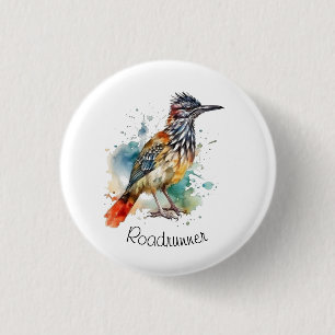Desert Spirit, Roadrunner im Wasserfarben-Design Button