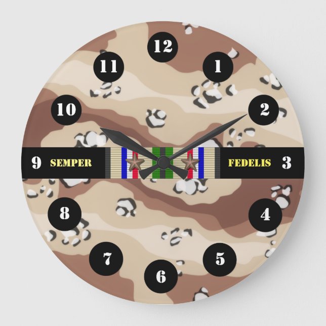 DESERT STORM MARINE 2 STERNE SCHLIESSEN GROßE WANDUHR (Vorderseite)