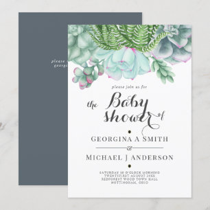 Desert Succulents Cacti Watercolor BABY SHOWER Einladung