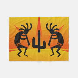 Desert Sun Cactus Kokopelli Southwest Tribal Fleecedecke