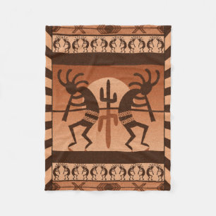 Desert Sun Cactus Kokopelli Southwestern Fleecedecke