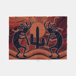 Desert Sun Cactus Kokopelli Südwest Design Fleecedecke