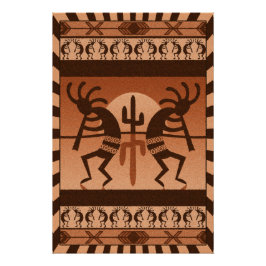 Desert Sun Cactus Kokopelli Südwest Poster