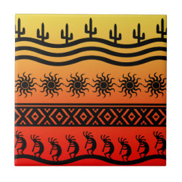 Desert Sun Cactus Southwest Kokopelli Keramik Tile Fliese