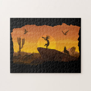 Desert Sunset Nature Kokopelli Jigsaw Puzzle