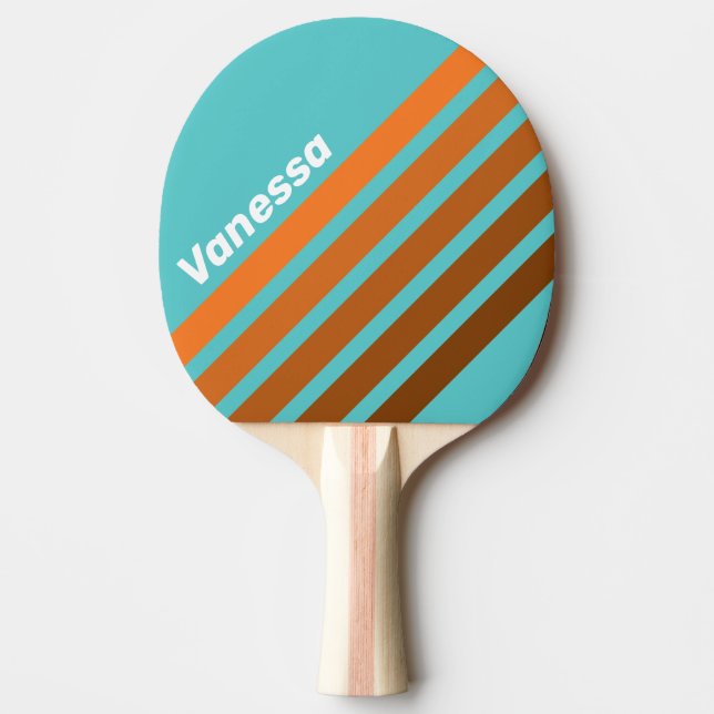Desert Teal Angled Striping with Name Tischtennis Schläger (Vorderseite)