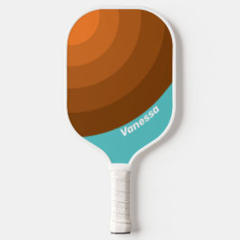 Desert Teal Circle Stripe with Name Pickleball Schläger