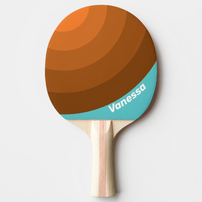 Desert Teal Circle Stripe with Name Tischtennis Schläger (Vorderseite)