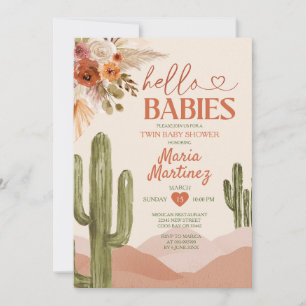Desert Texas Twin Baby Dusche südwestliche Kaktus Einladung