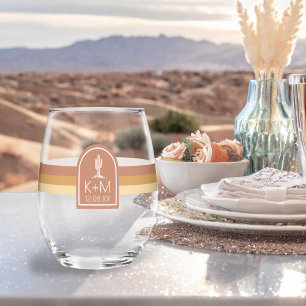 Desert Vibes Wedding Stripe Terra Cotta ID1019 Weinglas Ohne Stiel
