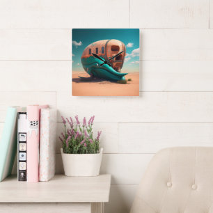 Desert Whale House Quadratische Wanduhr