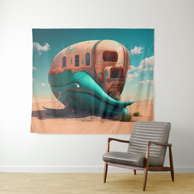 Desert Whale House Wandteppich (Beispiel (Horizontal))