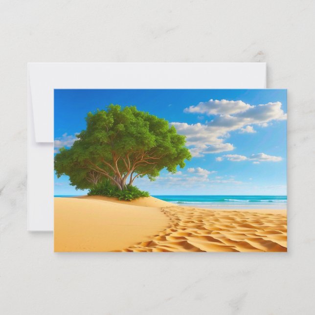 Deserted Tropical Island Sandy Beach  Dankeskarte (Vorderseite)