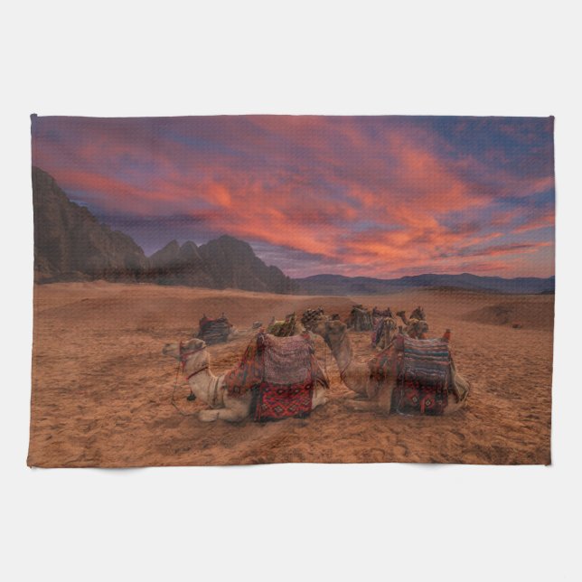 Deserts Camels Sinai Mountains Egypt Geschirrtuch (Horizontal)