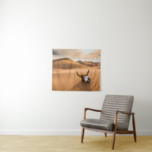 Deserts Cow Skull Rippled Sand Dunes Wandteppich