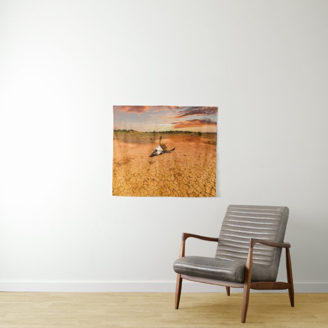 Deserts | Desert with Cow Skull Wandteppich (Beispiel (Horizontal))