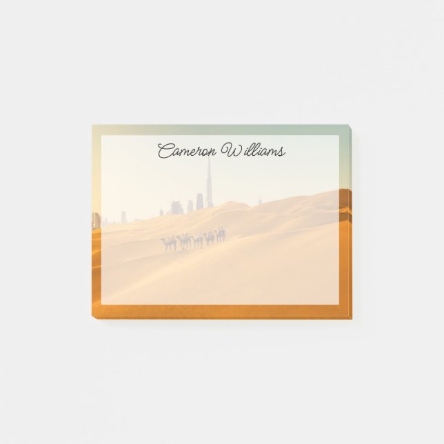 Deserts | Dubai's Skyline View with Camels Post-it Klebezettel (Vorderseite)