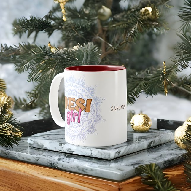 Desi Girl Chakra Name Zweifarbige Tasse (Von Creator hochgeladen)