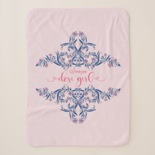 Desi Girl Text mit floralpersischen Henna-Mustern Sherpadecke