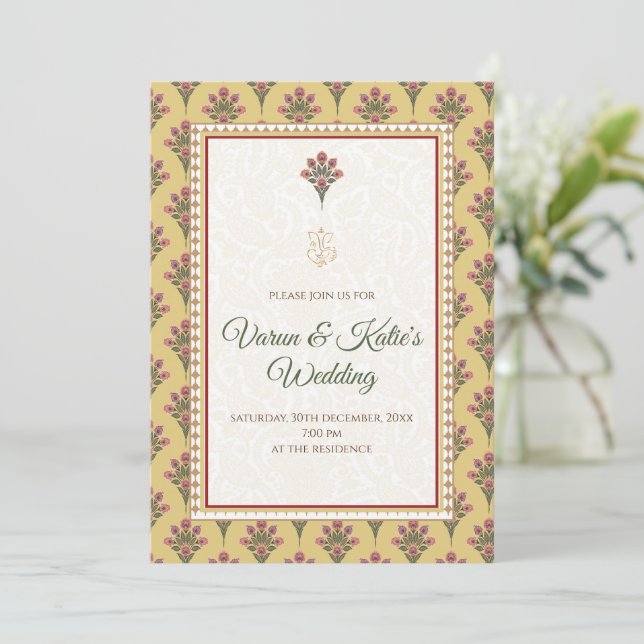 Desi Wedding Card Digital Indian Wedding laden Einladung (Stehend Vorderseite)