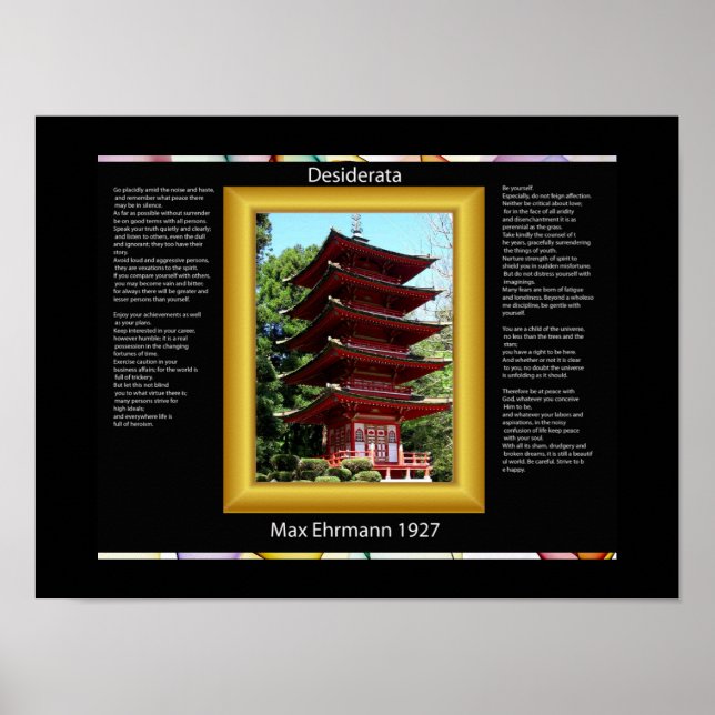 DESIDERATA affiche des temples chinois (Devant)