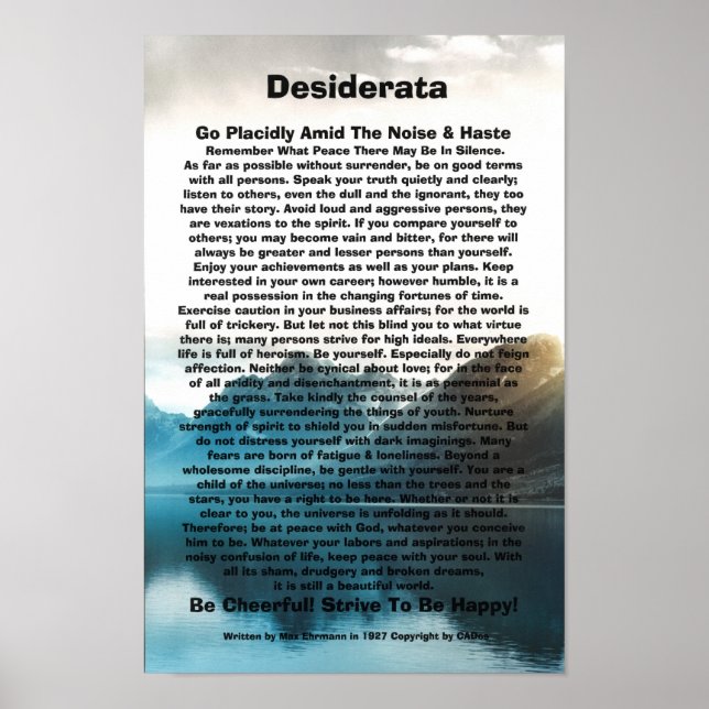Desiderata auf dem Poster am See (Vorne)