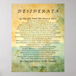 Desiderata auf grüner Waldabstraktem Watercolor Poster