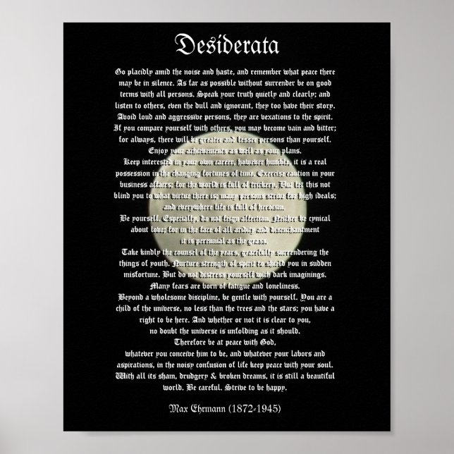 Desiderata auf Vollmond Poster (Vorne)