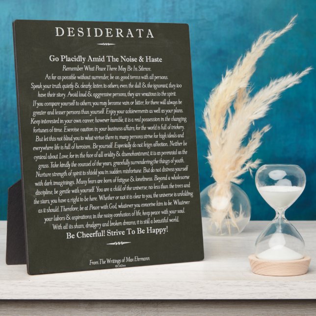 Desiderata Blackboard Chalk Art Fotoplatte (Seite)