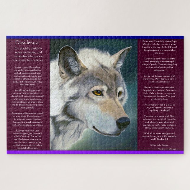 Desiderata by Max Ehrmann white wolf  (Horizontal)