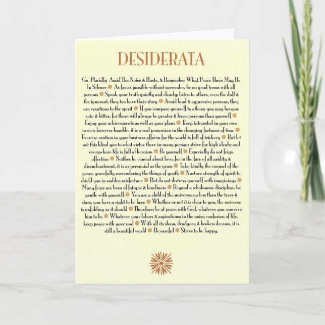 DESIDERATA Card=Sunburst Feiertagskarte (Vorderseite)