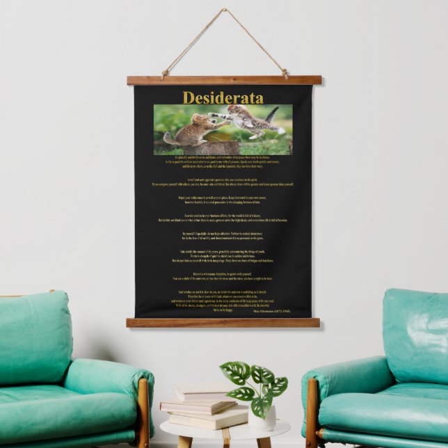 Desiderata Cat Kämpfen auf Baumstumpf Wandteppich Mit Holzrahmen (Wohnzimmer)