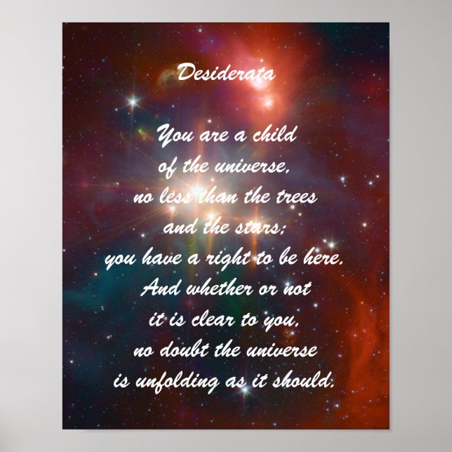 Desiderata Child of Universe Poster (Vorne)