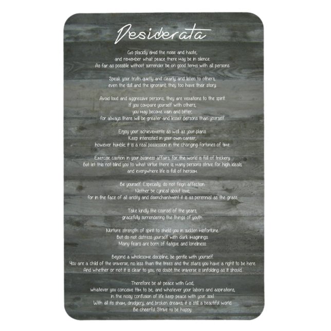 Desiderata "Desired Things" auf Betonmauer Magnet (Vertikal)