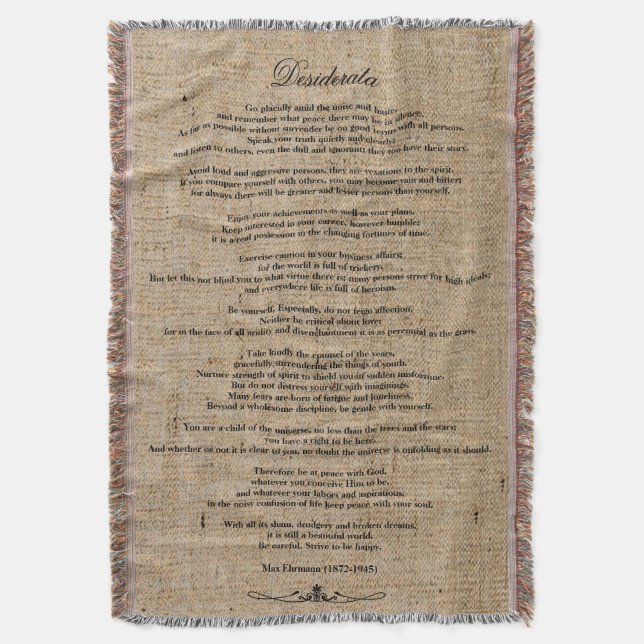 Desiderata "Desired Things" auf Imitaten Linen Bur Decke (Vorderseite Vertikal)