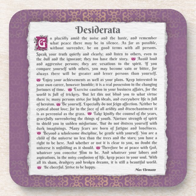 Desiderata - Dinge erwünscht Getränkeuntersetzer (Vorderseite)