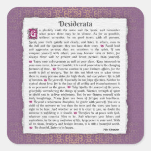 Desiderata - Dinge erwünscht Quadratischer Aufkleber