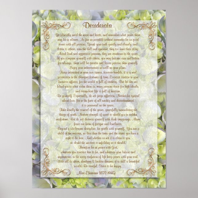 Desiderata "erwünschte Dinge", Prosa Poster (Vorne)