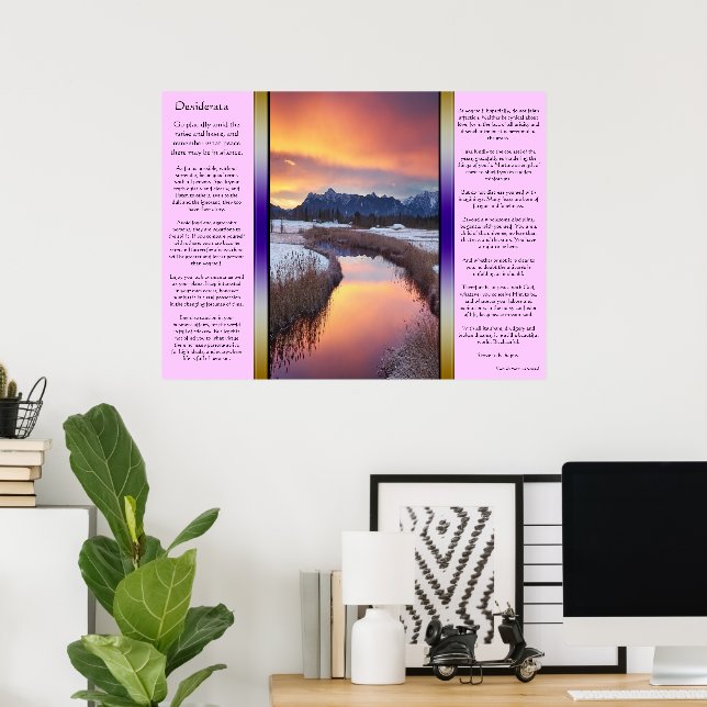 Desiderata Frozen Fluss mit Schneeplakaten Poster (Heimbüro)