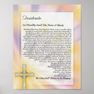 DESIDERATA Gedicht mit Mosaik-Kreuz Poster