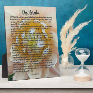 Desiderata-Gedicht Rosafarben Dahlienblüte Fotoplatte